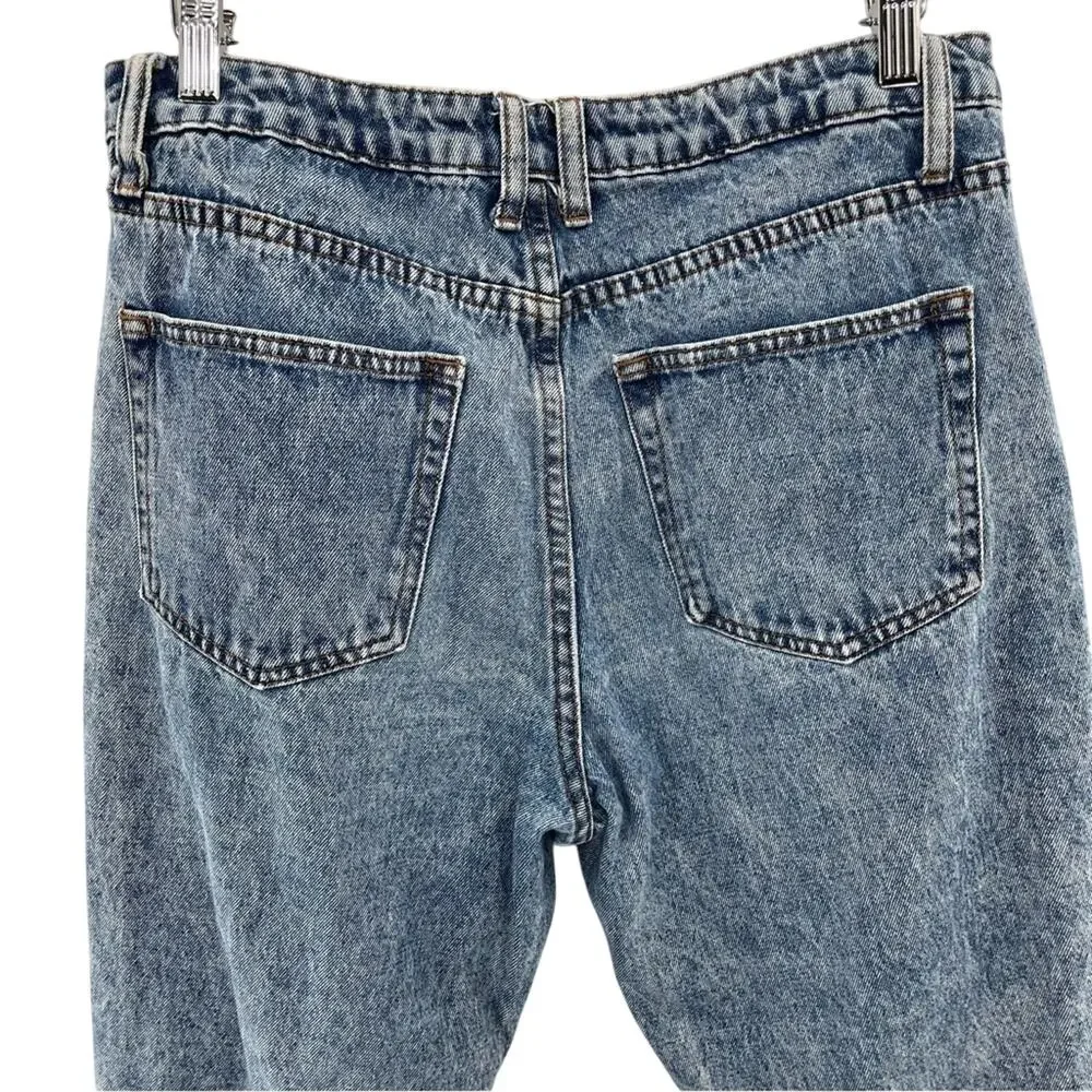 HH Jeans Los Angeles Vintage Style Retro Blue Acid Washed High-Rise Mom Jeans 5